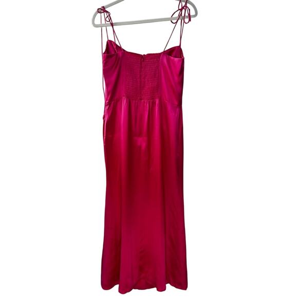 Reformation Marguerite Cocktail Midi Dress in Pink Flambe 100% Silk Size 10 NWT - Picture 7 of 10